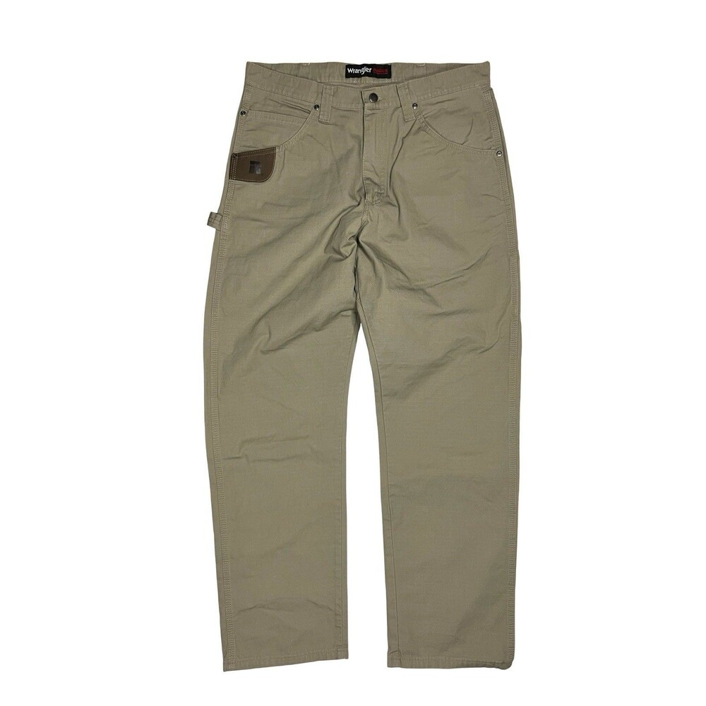 Wrangler RIGGS Pants Men’s 34x32 Beige Canvas Relaxed Workwear Utility Carpenter